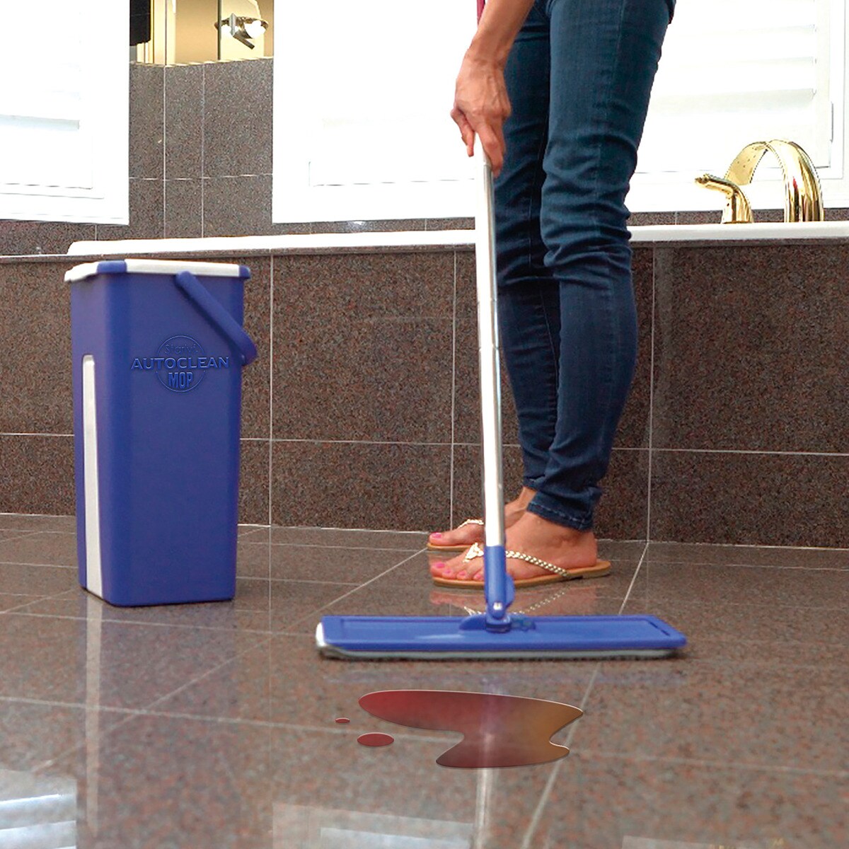 Starlyf® Bodenwischer Set, Wischsystem selbstreinigend, Doppelkammereimer Autoclean Mop + 2 Matten