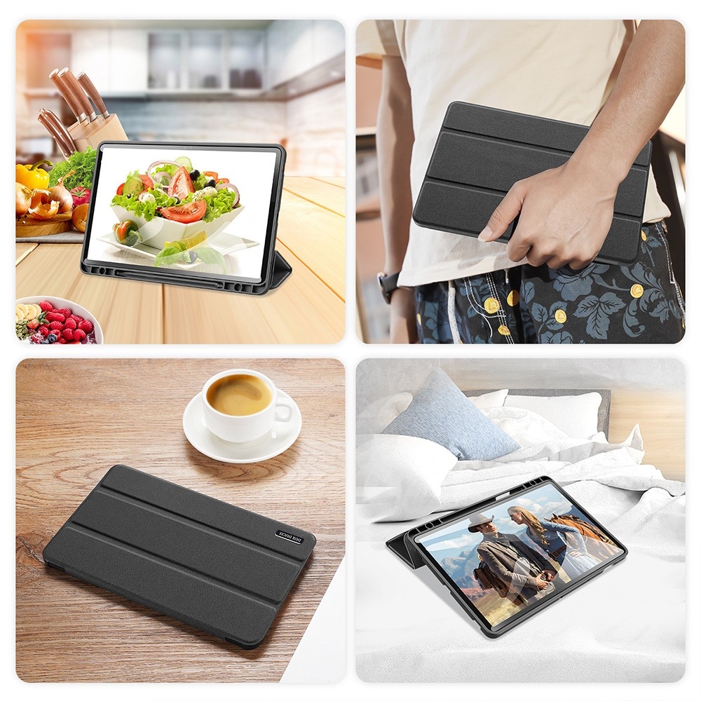 Samsung Galaxy Tab S8  Plus / Tab S7 FE 5G / Tab S7  Plus Tasche Smart Cover Hülle Stoff Design S-Pen Halterung - Schwarz