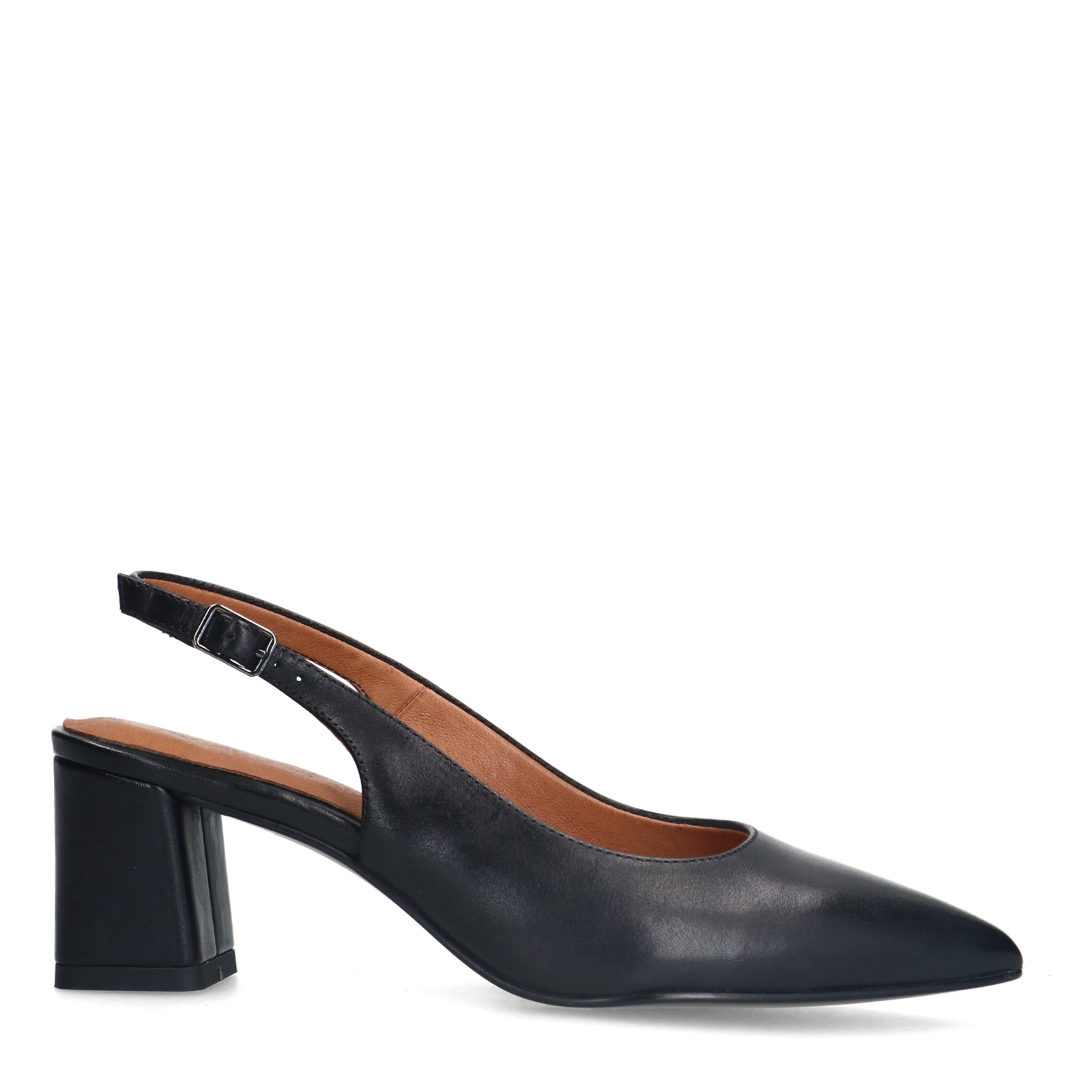 Zwarte leren slingbacks