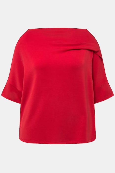 Sweatshirt, Zierfalten, Oversized, Stehkragen, Halbarm