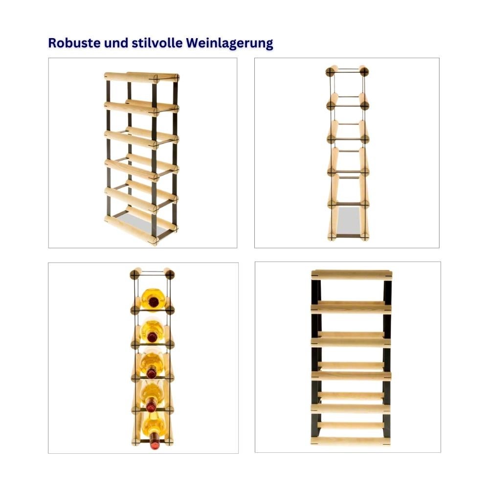 PROREGAL Modulair Wijnrek Vinotega Mod Metaal HxBxD 52,5 x 12,5 x 24,5 cm 1 x 5 Flessen Massief grenenhout Bruin Geolied