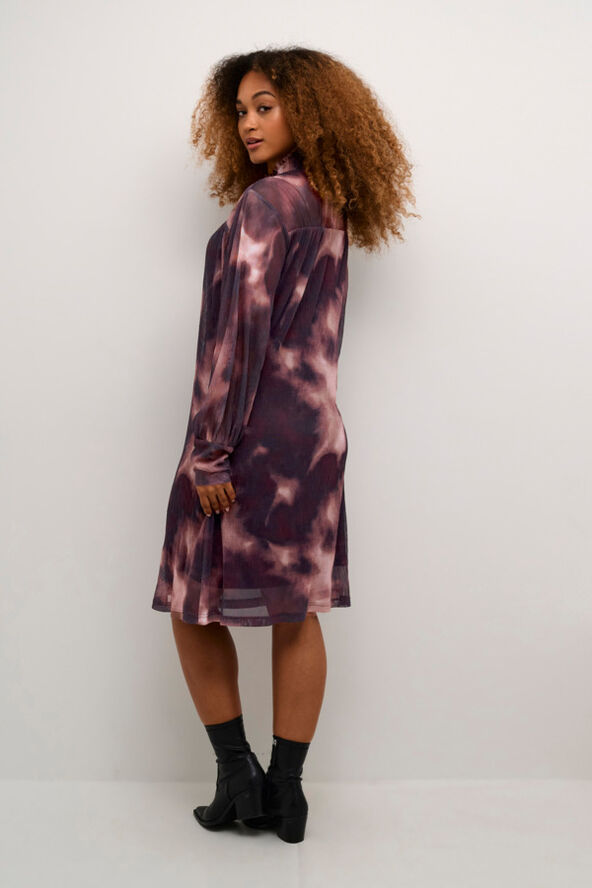 Cream CROlly Turtleneck Dress Rum raisin faded print
