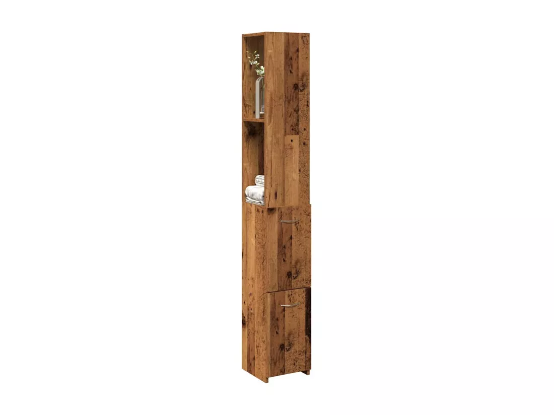 Armoire de salle de bain vieux bois 25x25x170cm bois ingénierie