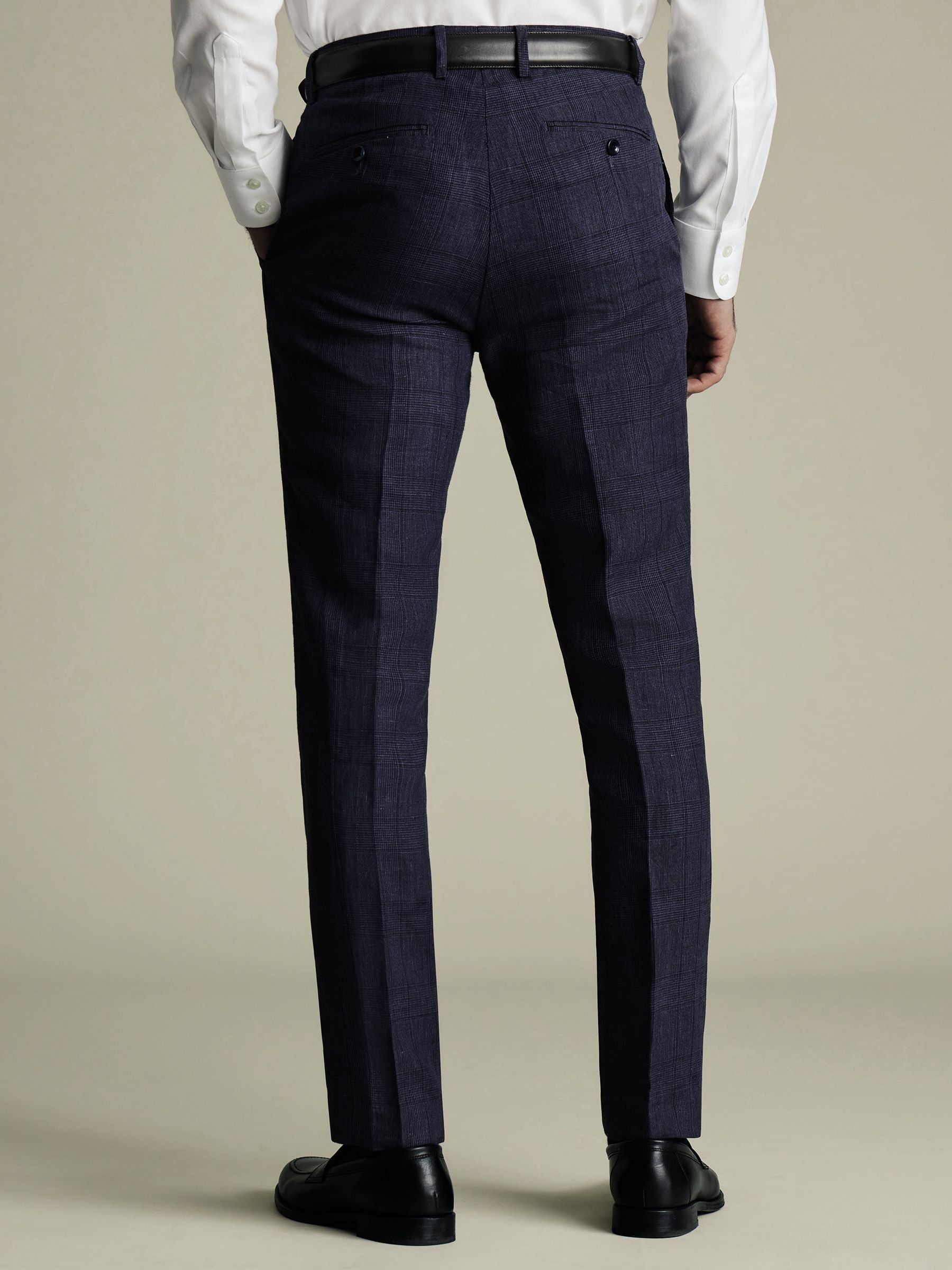 Blauw - Charles Tyrwhitt slim fit 100% linnen broek