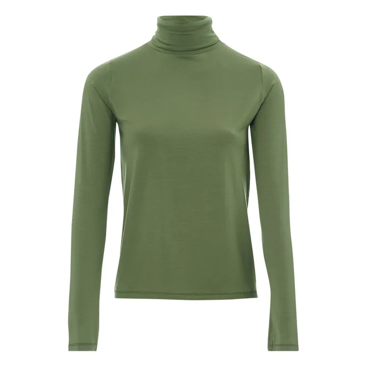 Baserange Pull Turtle Neck Bamboo Lyocell | Vert olive