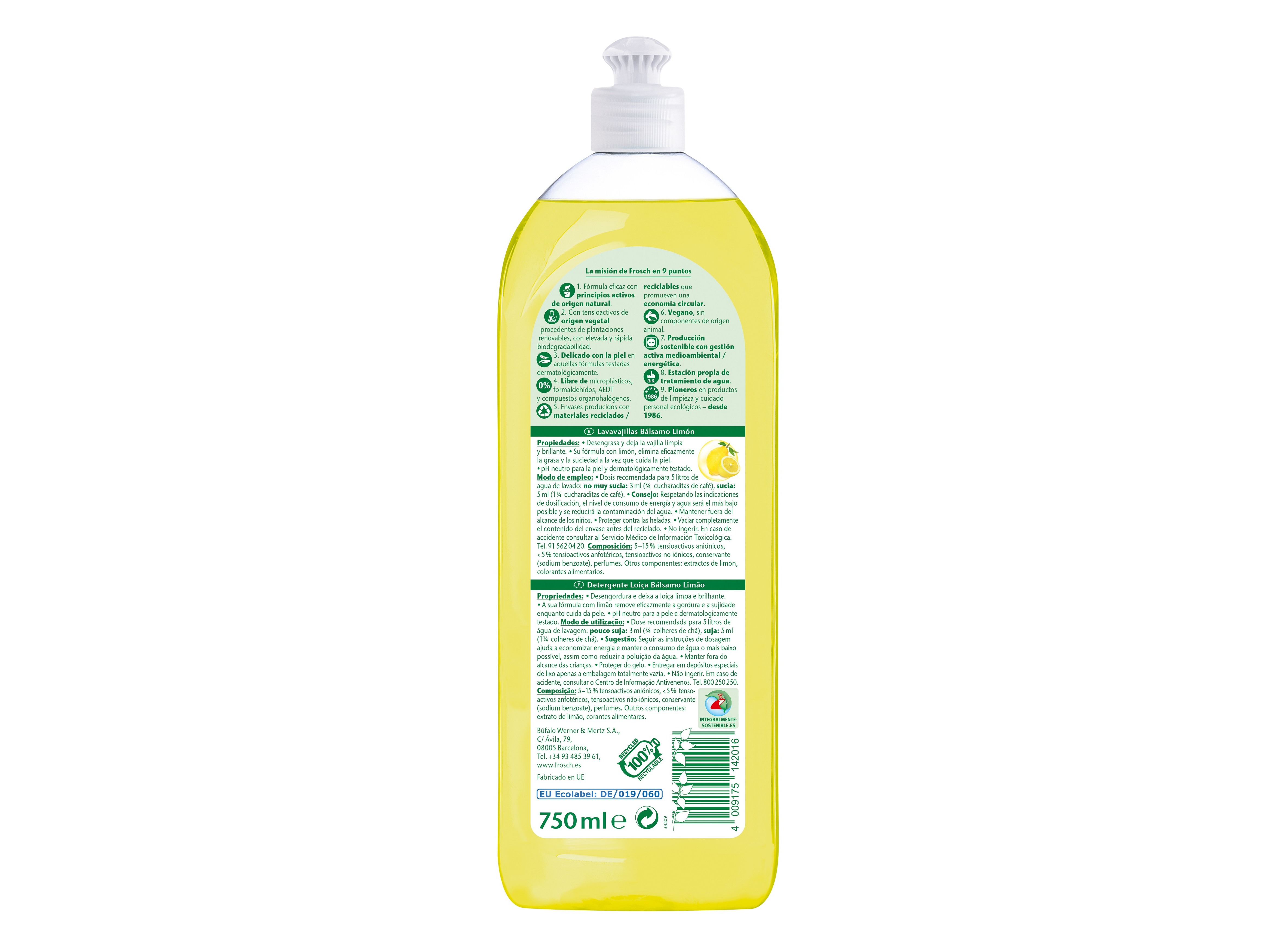 DETERGENTE LOIÇA MANUAL FROSCH LIMÃO 750ML