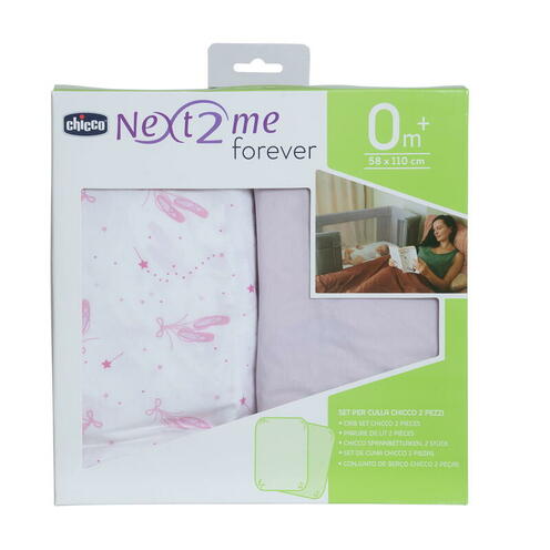 Lot de 2 draps housse Next2Me Forever Pink Ballet - CHICCO