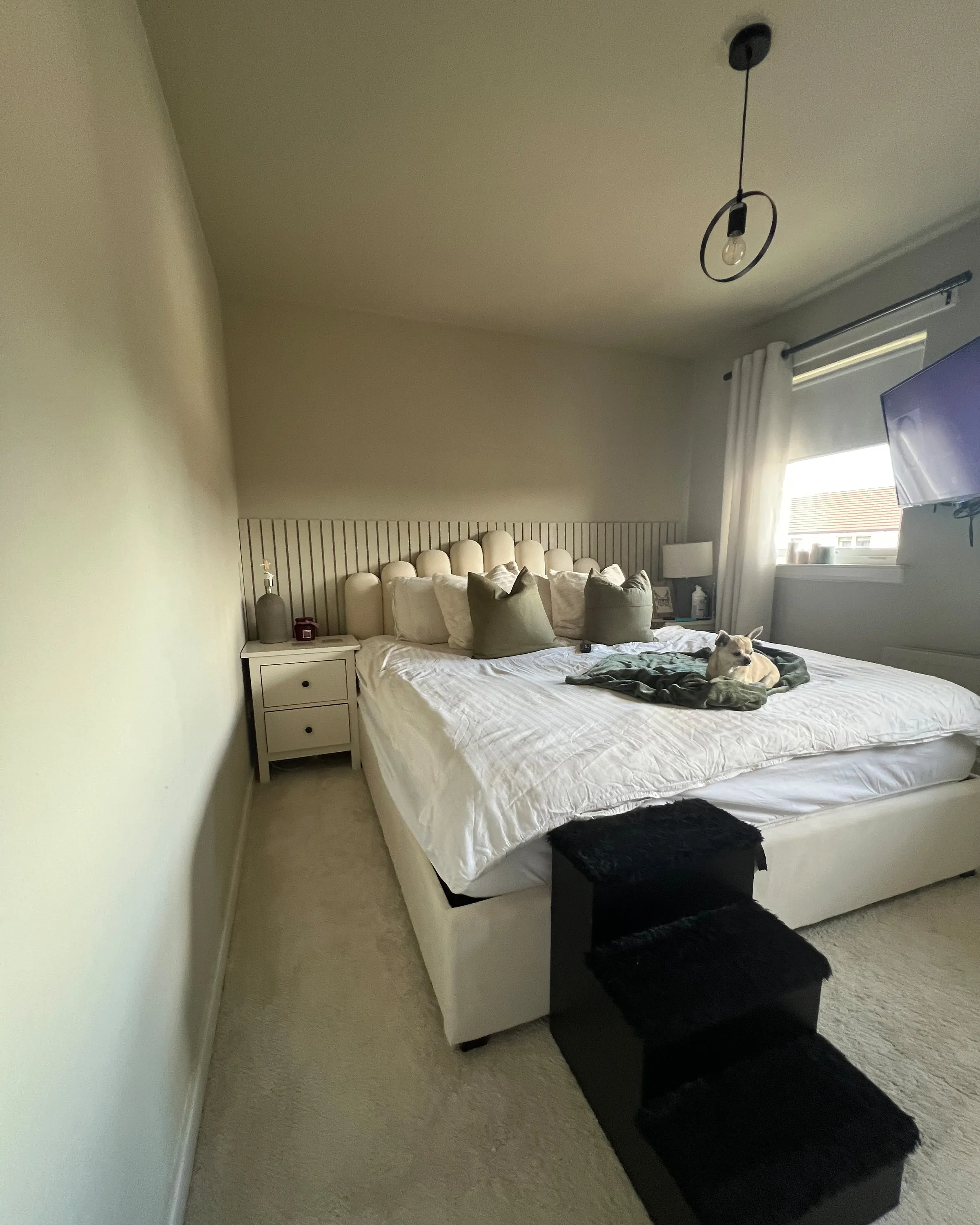 Bed met opbergruimte Fluweel VINCENNES 180 x 200 cm Gebroken wit