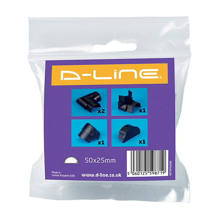 Multi-pack d'accessoires pour goulotte D-Line noire 50 x 25 mm