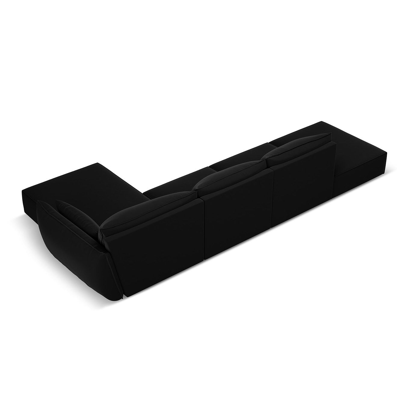 Mazzini Sofas Canapé d'angle droit Velours Vanda 5 Places noir - 386x166x85 cm