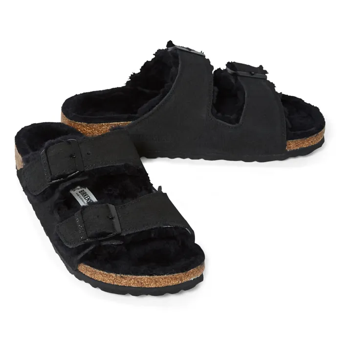 BIRKENSTOCK Sandales Arizona Shearling - Collection Adulte  | Noir