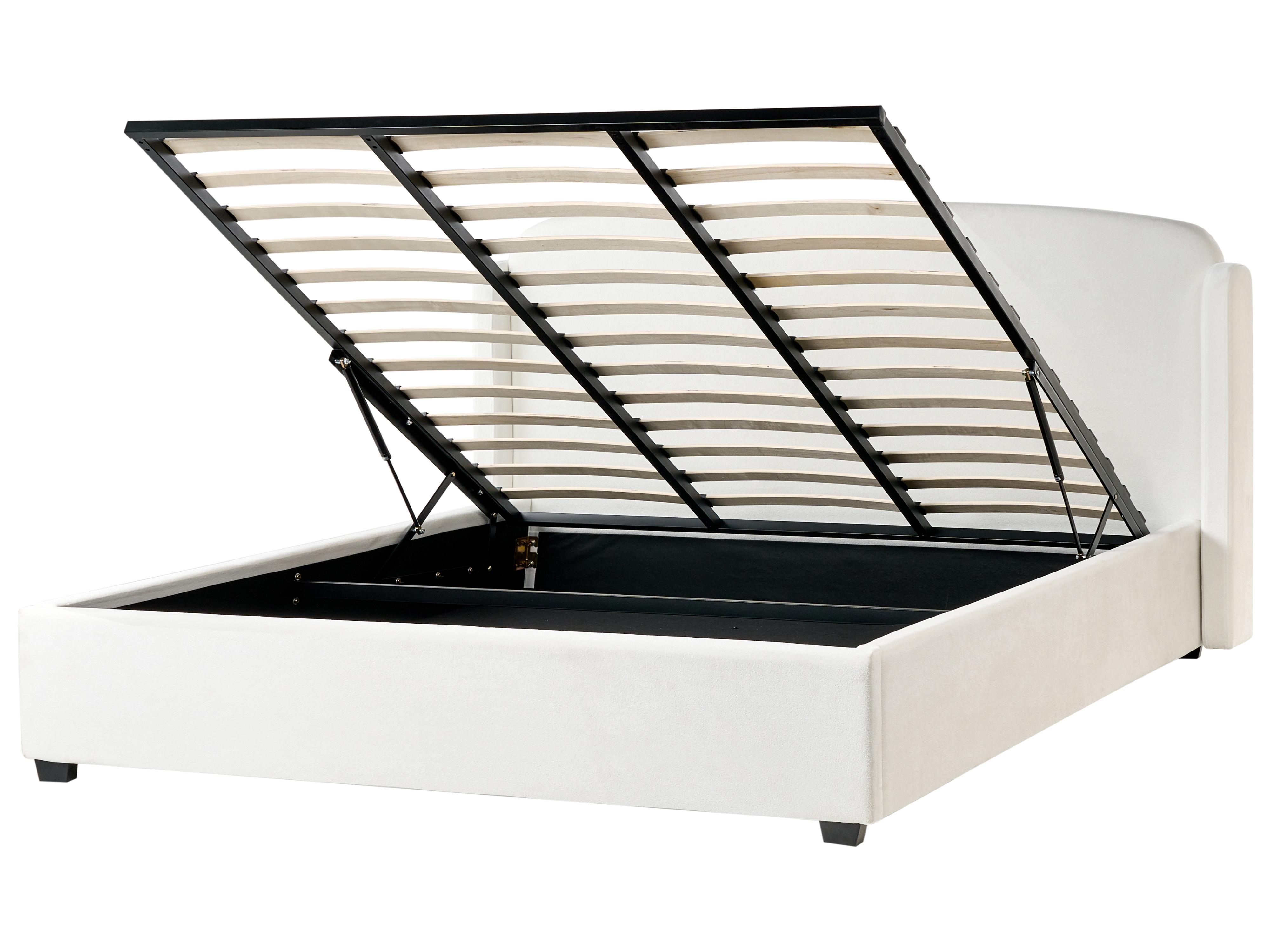 Bed met opbergruimte Stof BERNAY 180 x 200 cm Gebroken wit