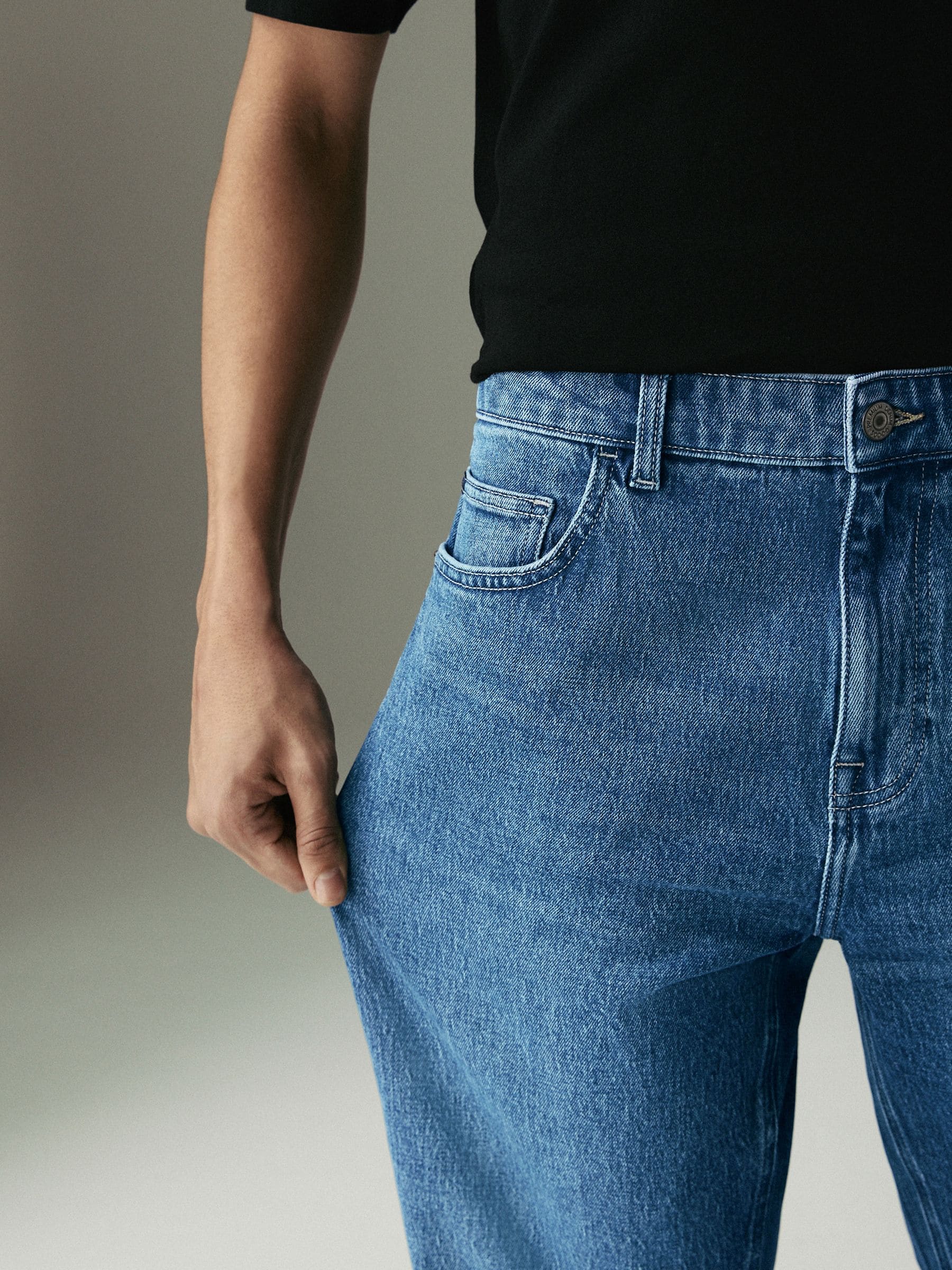 Mediumblauw getint - Straight fit - Vintage wash denim jeans