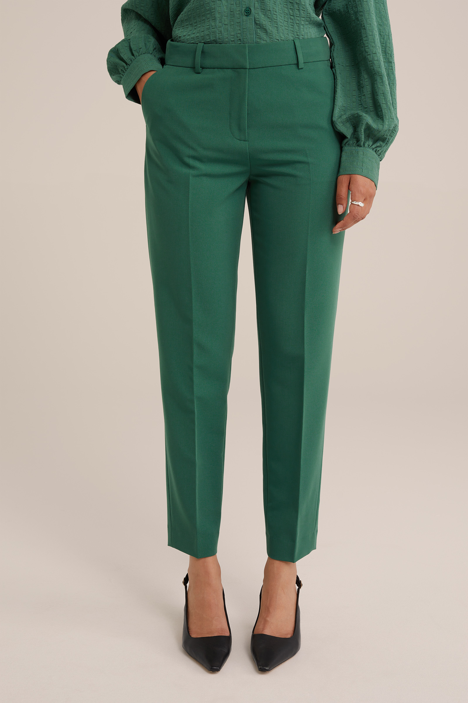 slim fit pantalon WE Fashion Legergroen