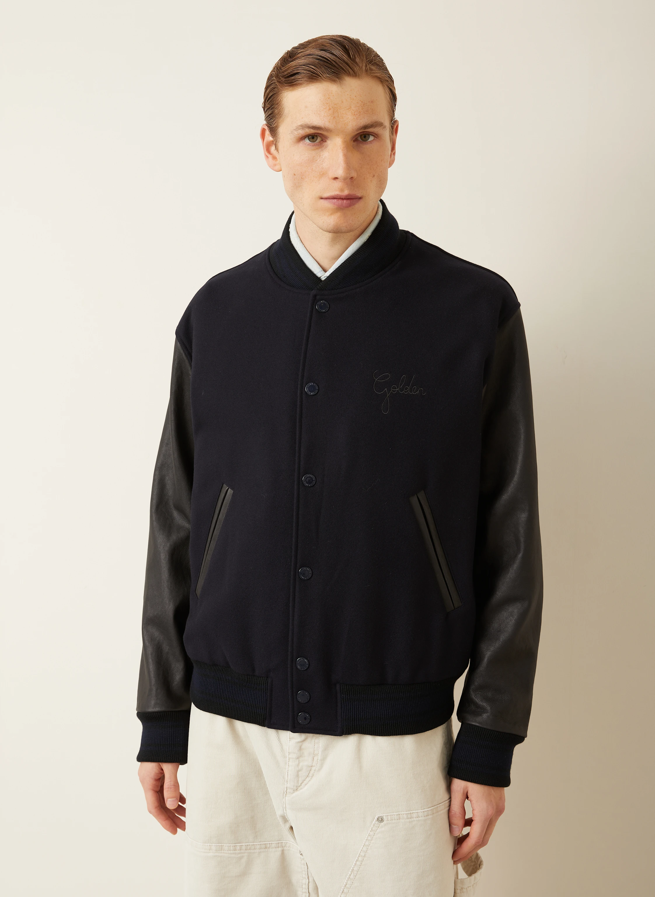 GOLDEN GOOSE College-Jacke im Materialmix