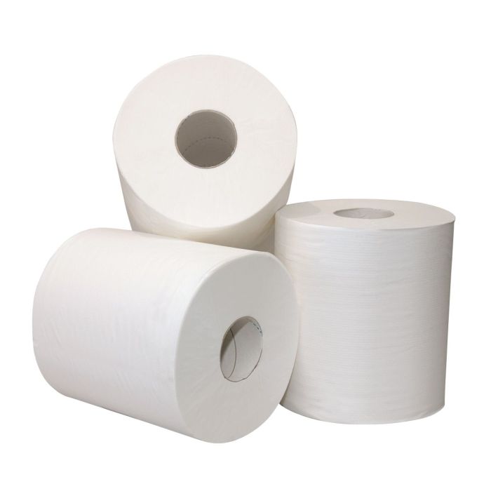 Poetsrollen Midi rollen gerecycled wit 6stuks BOVE 1laags recycled naturel ECO 20cm x 270m (535)