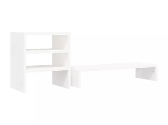 Support de moniteur Blanc 81x20x30 cm Bois de pin solide