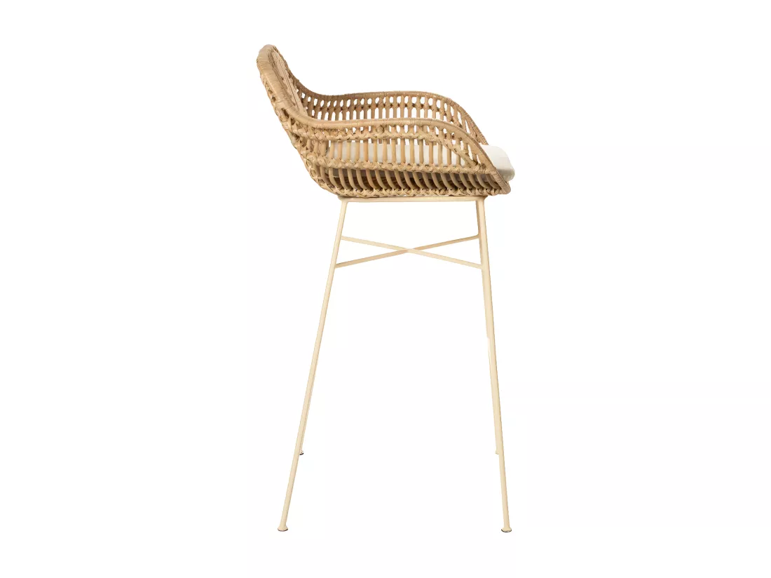 Nunuhai - Lot de 2 tabourets de bar en rotin pieds beiges H68cm - Naturel