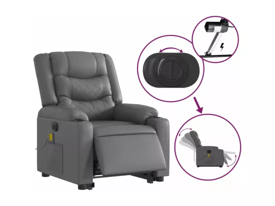Fauteuil inclinable massant électrique gris similicuir