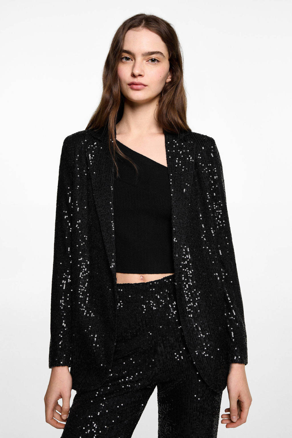 MANGO TEEN regular blazer blazer zwart pailletten