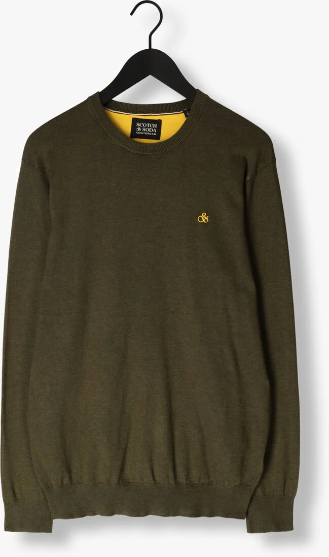 SCOTCH & SODA groene scotch & soda trui essentials ecovero viscose-nylon crewneck pullover