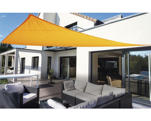 Geel driehoekig zonnescherm met regenhoes, 280x280x280 cm