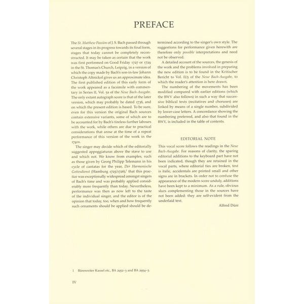 Bärenreiter Bach Matthäus-Passion