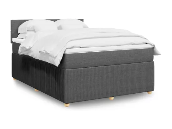 Sommier à lattes de lit avec matelas Gris foncé 140x190cm Tissu