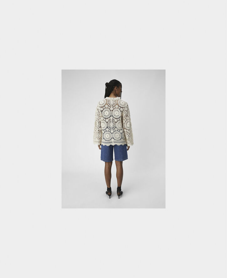 Object OBJPETRA L/S KNIT THROWOVER 132 Sandshell