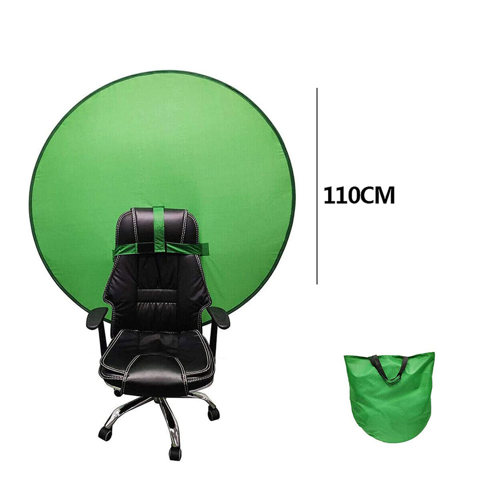 (Ø110cm) Faltbarer Pop Up Green Screen Stuhl Hintergrund Leinwand Kulisse   Tragetasche - Grün