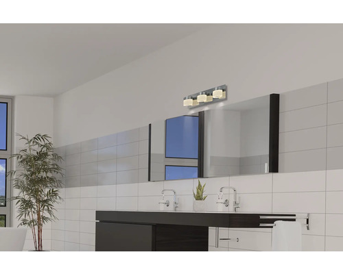 LED FLAIR wandlamp, 3-lichts, 3 x 630 lm, 3000 K, H x B 10 x 42 cm, Kynosura chroom