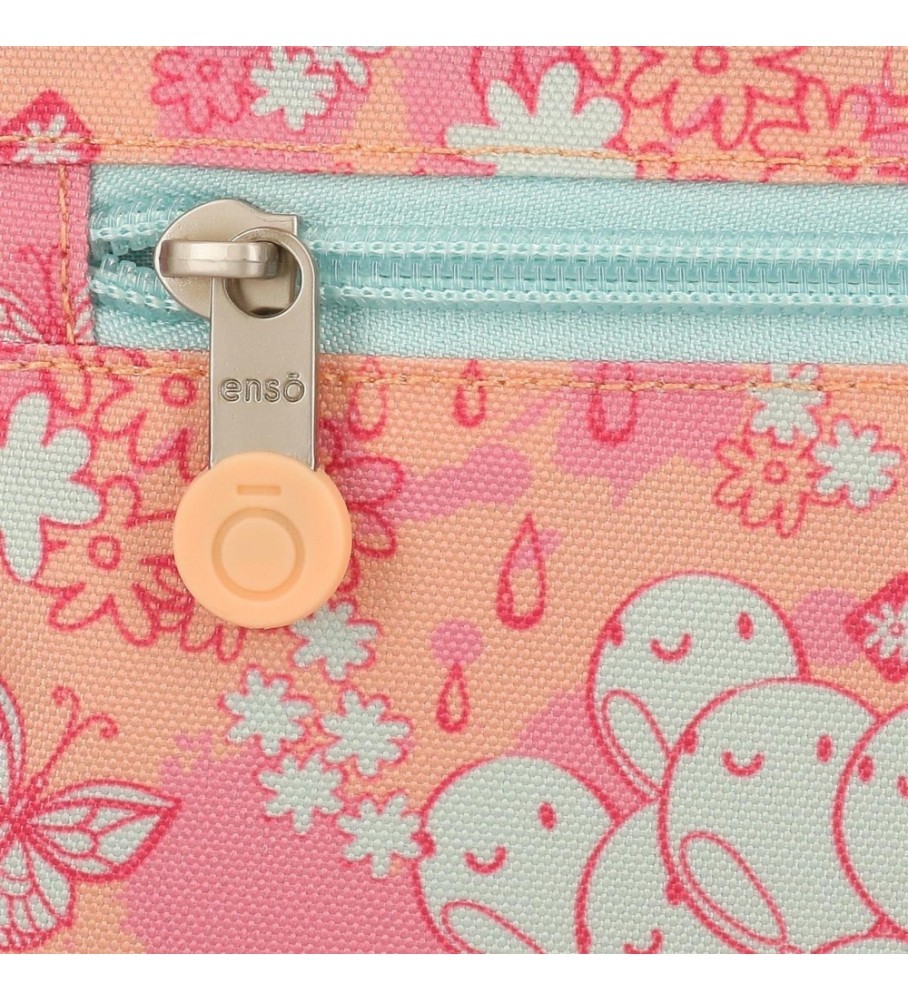 Mochila Enso com dois compartimentos, estampa de balões turquesa.