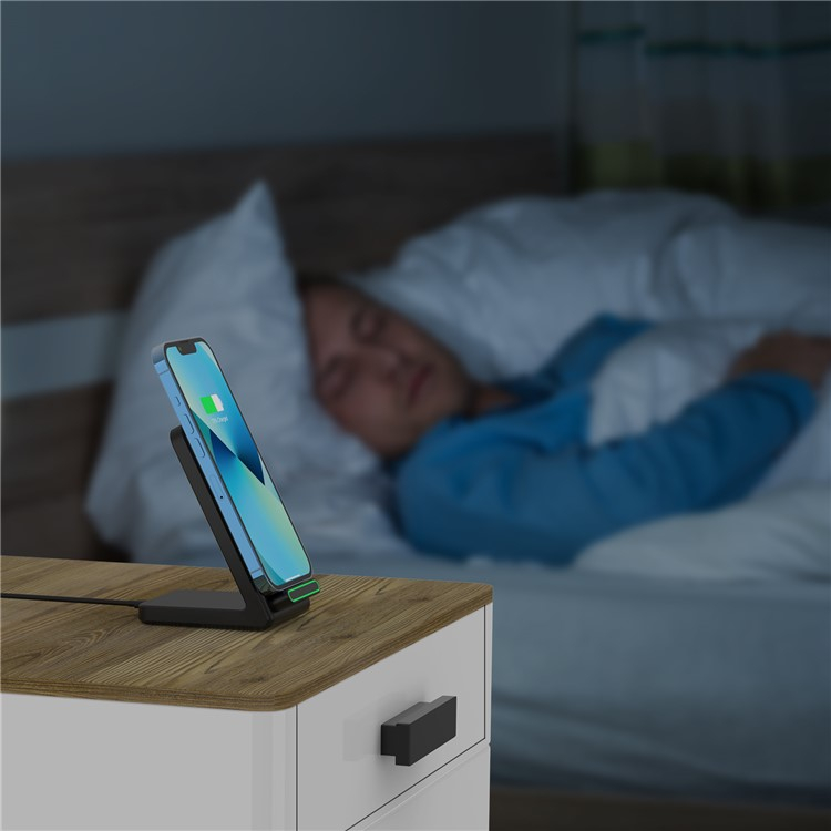 (15W) Qi Wireless Charger Induktionsladegerät Ladestation mit LED - Schwarz