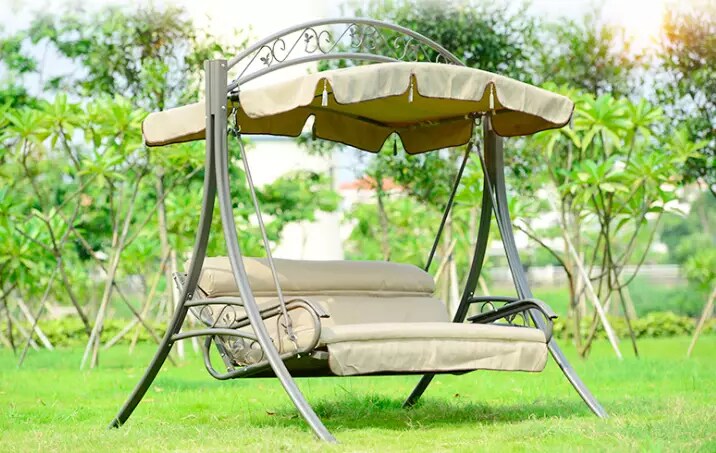 PureHaven Hollywoodschaukel für 3 Personen 210x150x200 cm pulverbeschichteter Stahl