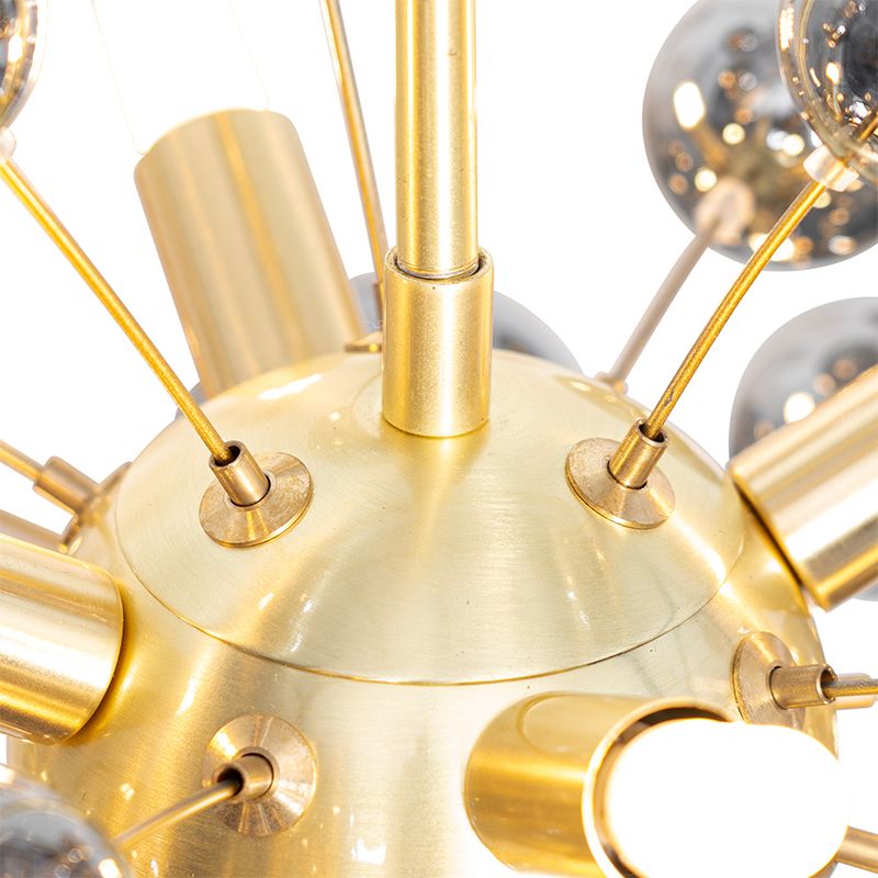 Design hanglamp messing met glas smoke 8-lichts - Explode