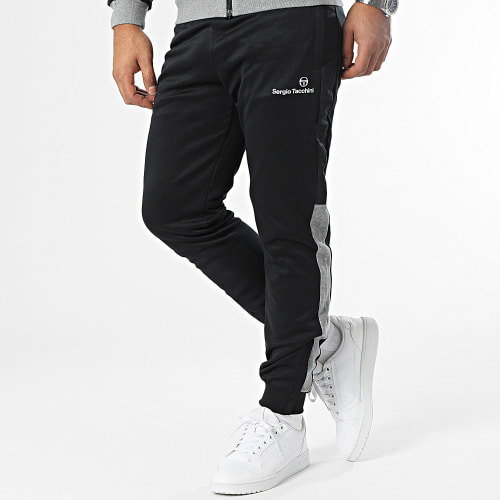 Ensemble De Survetement A Bandes Step 40280 Noir Gris Chiné
