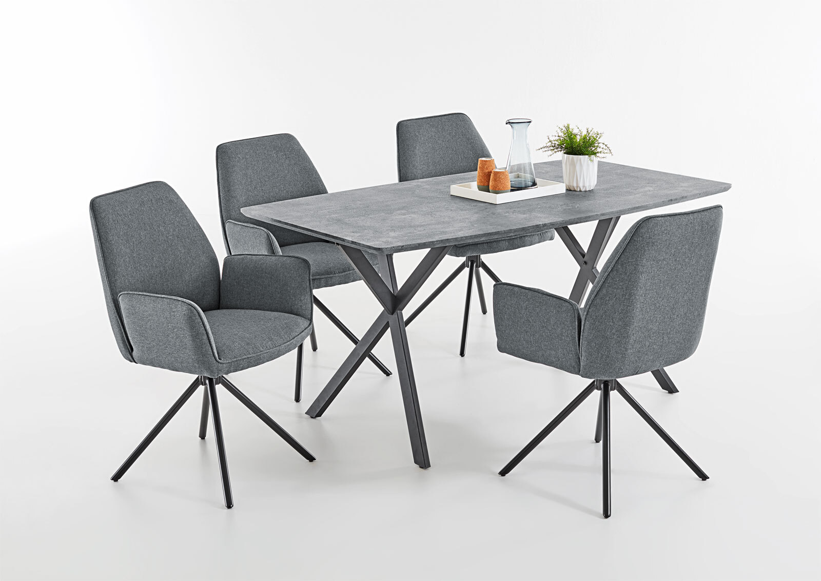 Tisch Leon Beton-Optik/schwarz 160x90 cm