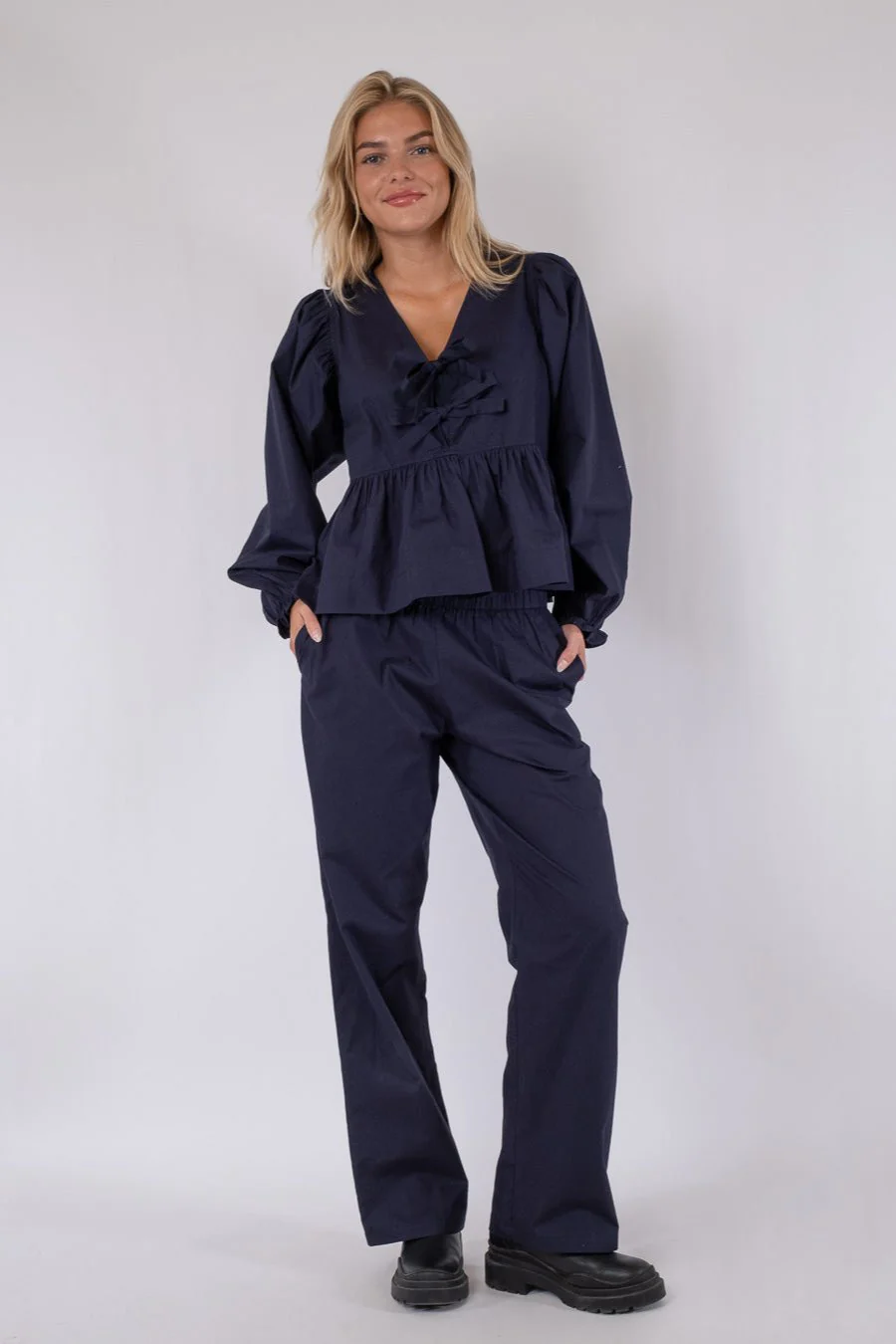 Neo Noir  Astra C Poplin bukser - Dark navy