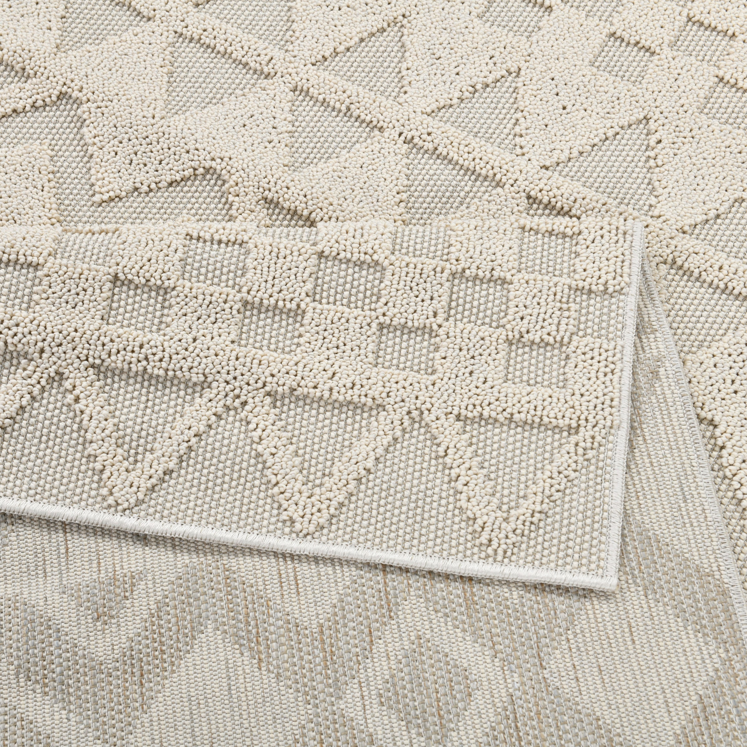 my home Teppich »Juliane Outdoor auch für Küche oder Esszimmer« rechteckig 12 mm Höhe Hoch-Tief-Struktur, Boho, Outdoor geeignet, Balkon, Terrasse, Camping