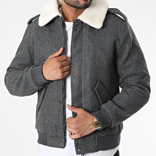 Veste Zippée Col Mouton 5128 Gris Anthracite Chiné