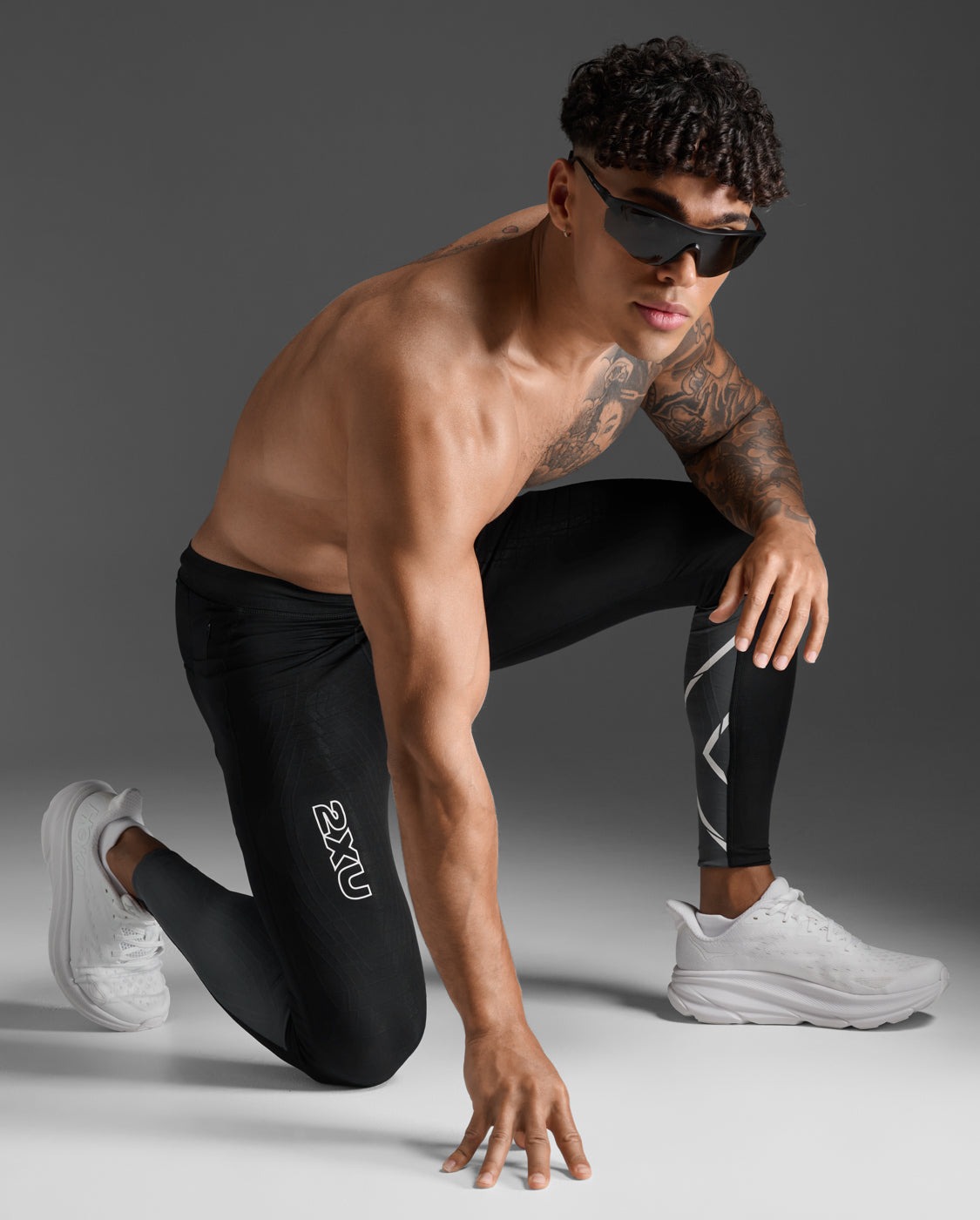 Light Speed React Compression Tights Herre Black/White Reflective