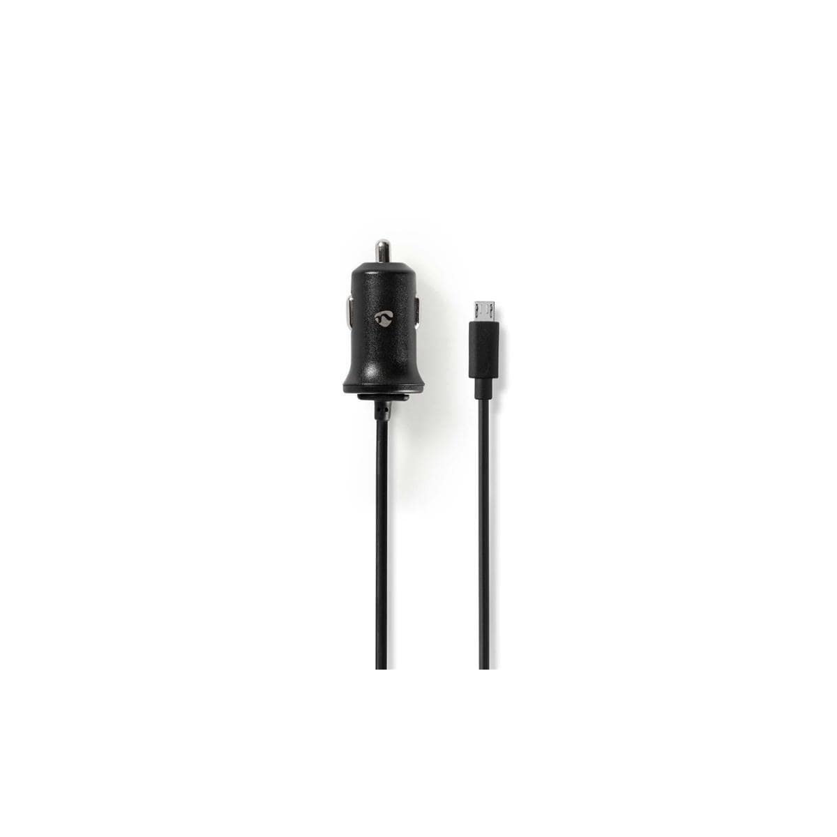 Billader | 2,4 A | Fast kabel | Mikro-USB | Sort