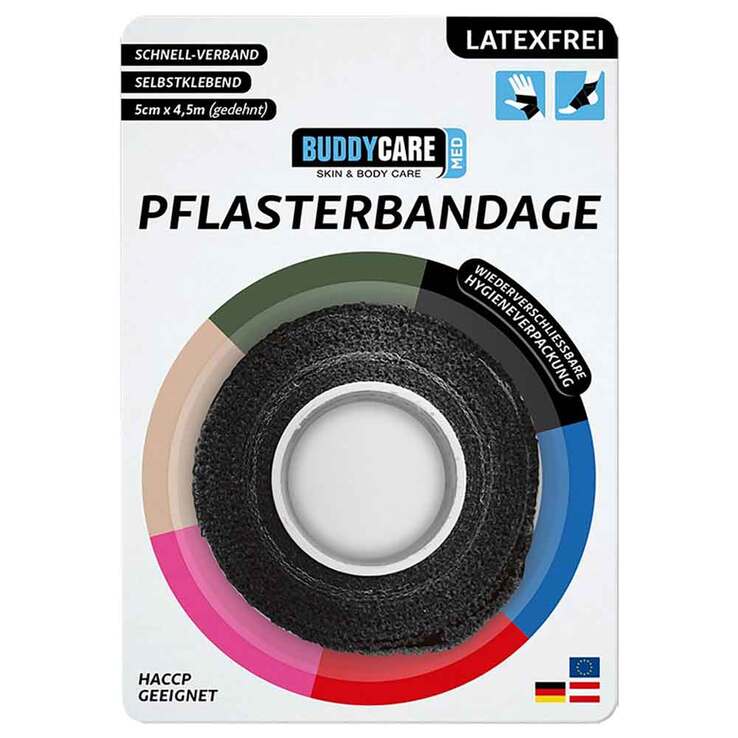 Pflasterbandage latexfrei Buddycare Med schwarz, 1 St
