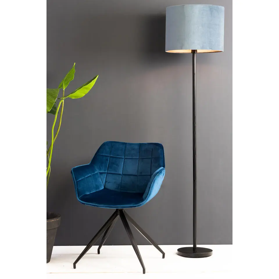 Cilinder Lampenkap Velours - Petrol Blue - Ø40x30cm