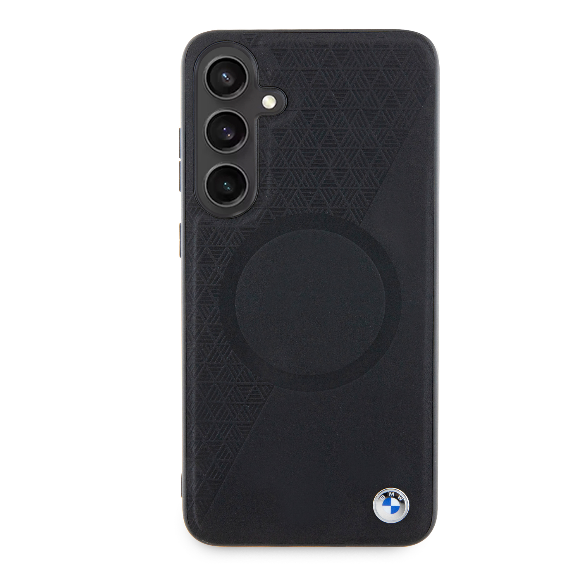 Samsung Galaxy S24  Plus Leder Hardcase Hülle Half Textured & Circle MagSafe-Modul (BMHMS24M23RTPK) - Schwarz