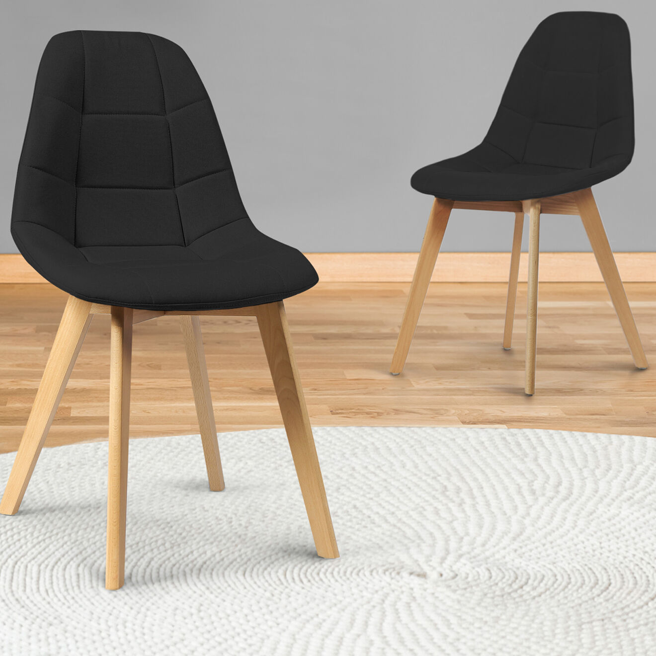 Idomya 2 Chaises Gabriella noires - 46.5x50x88.5 cm