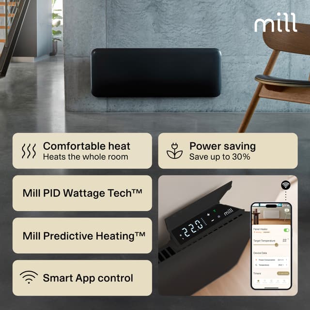 Mill Invisible Wi-Fi Gen4 panelradiator PA1300WIFI4sort (sort)
