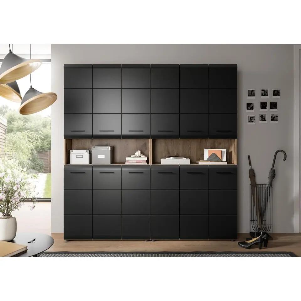 Hioshop Ice badkamer I15 zwart mat- eiken decor