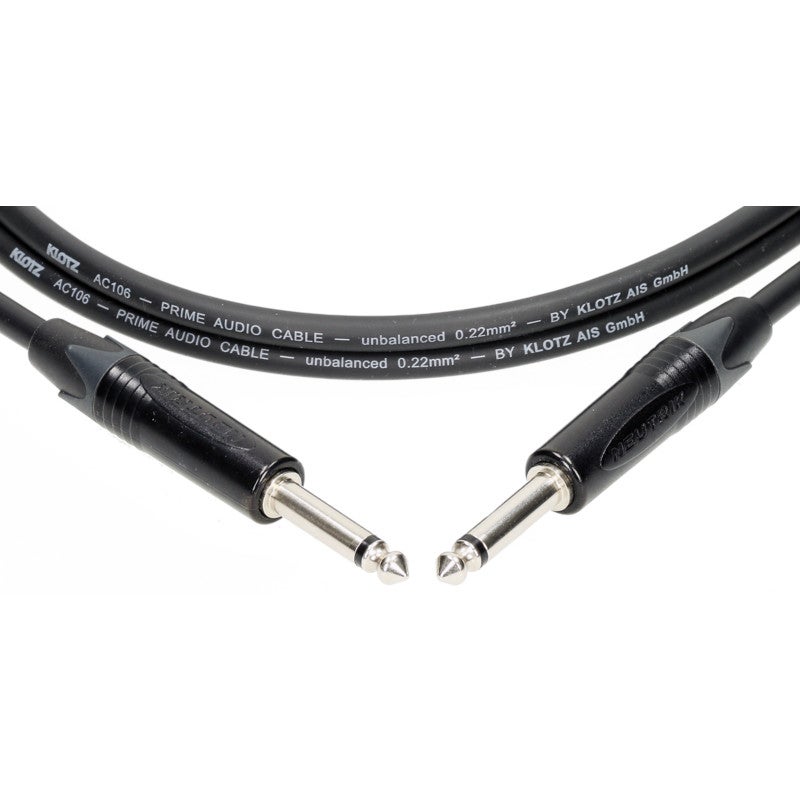 Klotz IKN03PPSW gitaarkabel met zwart chromen Neutrik 6.35mm jacks 3m