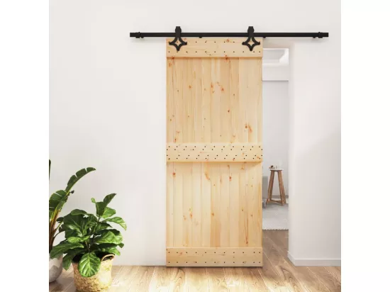 Porte coulissante et kit de quincaillerie 90x210 cm pin massif